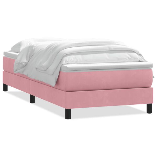 vidaXL Sommier &agrave; lattes de lit avec matelas rose 80x220 cm velours