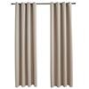 vidaXL Rideaux occultants avec anneaux en m&eacute;tal 2 pcs Beige 140x175 cm