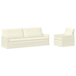 vidaXL Ensemble de Canap&eacute;s 2 pcs Cr&egrave;me Tissu en velours c&ocirc;tel&eacute;