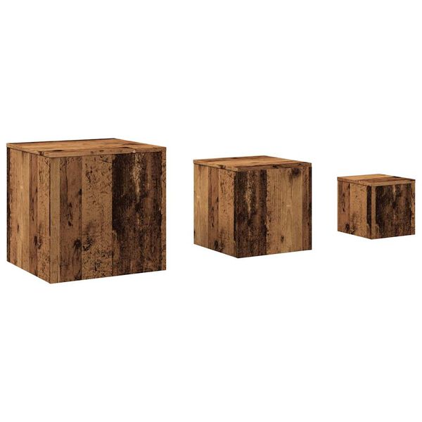 vidaXL Tables d'appoint 3 pcs vieux bois bois d'ingénierie