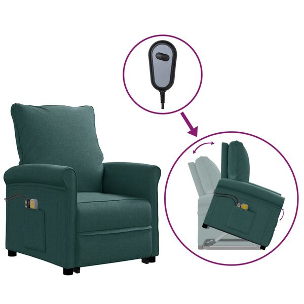 vidaXL Fauteuil de massage Vert fonc&eacute; Tissu