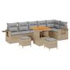 vidaXL Ensemble de canapé de jardin 9 pcs Beige polyrotin