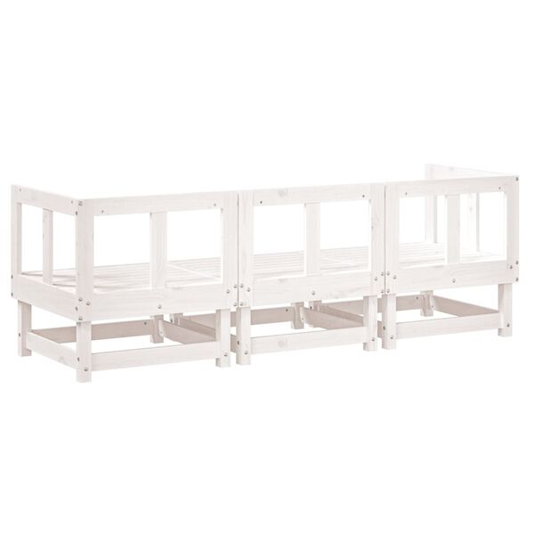 vidaXL Salon de jardin 3 pcs blanc bois massif de pin