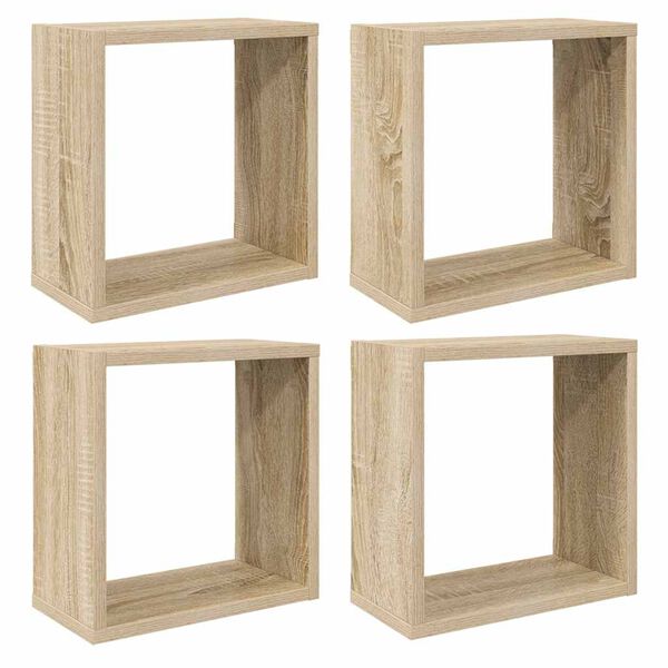 vidaXL &Eacute;tag&egrave;res cube murales 4 pcs Ch&ecirc;ne sonoma 30x15x30 cm