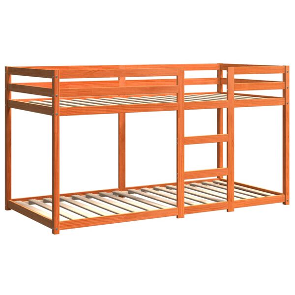 vidaXL Lit superpos&eacute; sans matelas cire marron 90x200 cm pin massif