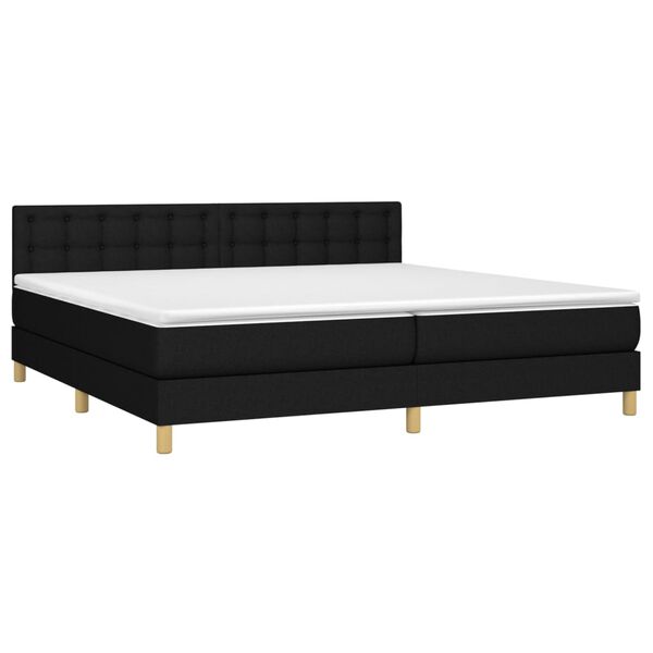 vidaXL Sommier &agrave; lattes de lit et matelas et LED Noir 200x200 cm Tissu