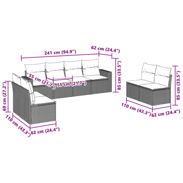 vidaXL Salon de jardin 8 pcs avec coussins gris clair r&eacute;sine tress&eacute;e