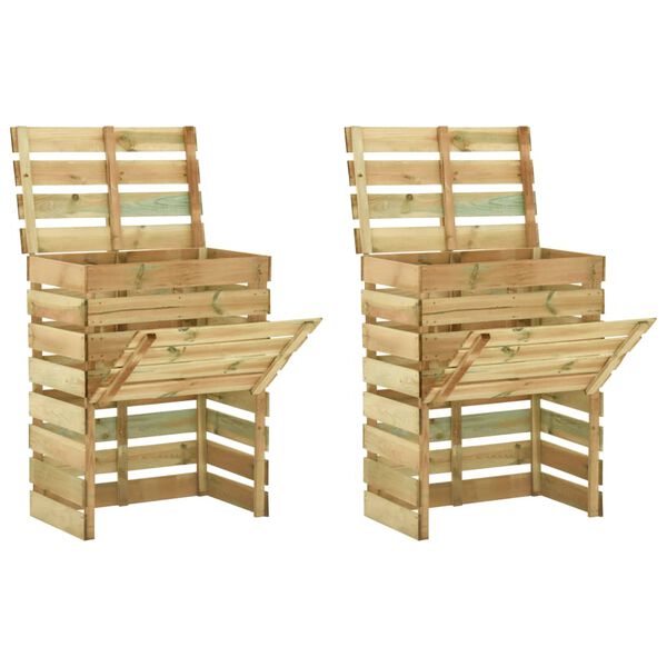 vidaXL Composteur de jardin &agrave; lattes 2 pcs 80x50x100 cm Pin impr&eacute;gn&eacute;