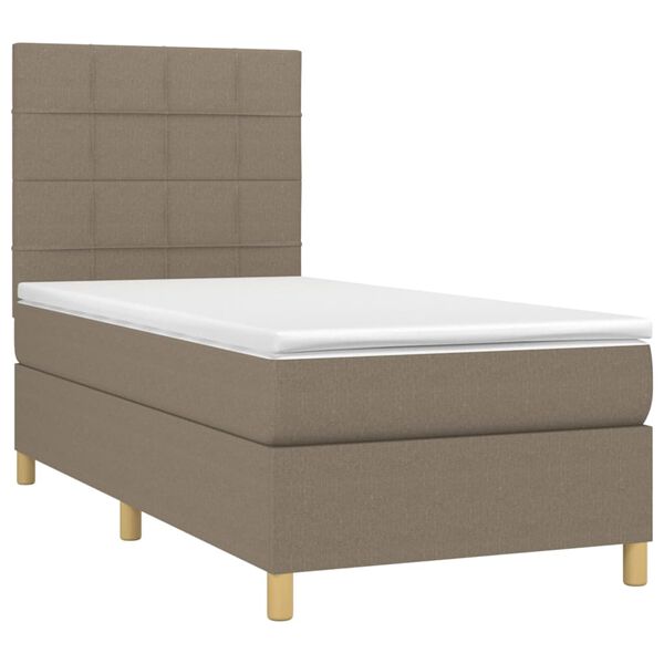 vidaXL Sommier &agrave; lattes de lit avec matelas Taupe 90x190 cm Tissu