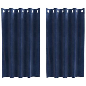 vidaXL Rideaux occultants 2 pcs Bleu fonc&eacute; 140 x 140 cm Velours