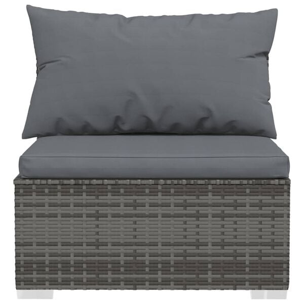 vidaXL Salon de jardin 9 pcs avec coussins Gris R&eacute;sine tress&eacute;e