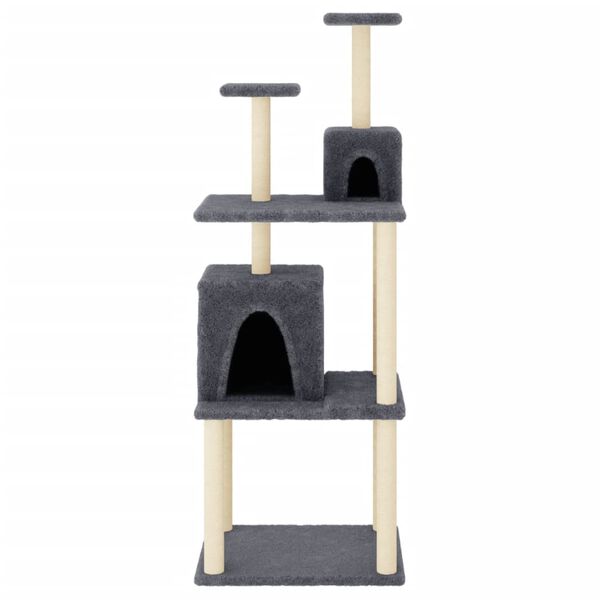 vidaXL Arbre &agrave; chat avec griffoirs en sisal Gris fonc&eacute; 167 cm
