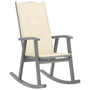 vidaXL Chaise &agrave; bascule avec coussins Gris Bois d'acacia massif