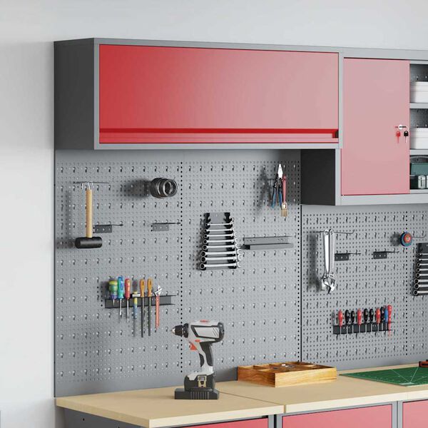 vidaXL Set de Cabinet d'Outils et Pegboard avec étagère 3 pcs Rouge