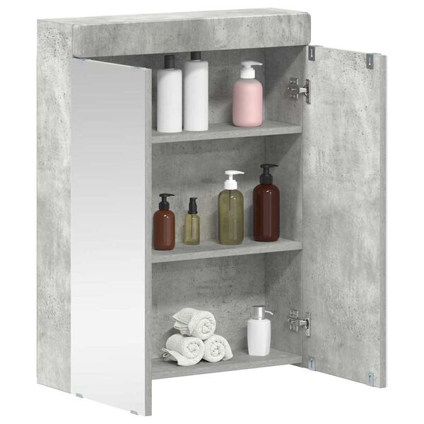vidaXL Amoire de salle de bain avec miroir avec porte TULUM Gris b&eacute;ton