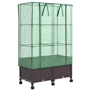 vidaXL Jardini&egrave;re de jardin avec couverture de serre et roues 2 pc PP