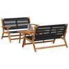 vidaXL Chaises de jardin avec table 3 pcs Noir Bois d'acacia massif