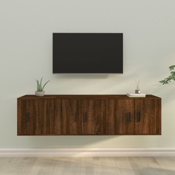 vidaXL Ensemble de meubles TV 3 pcs Ch&ecirc;ne marron Bois d'ing&eacute;nierie