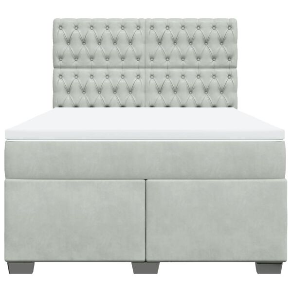 vidaXL Sommier &agrave; lattes de lit et matelas Gris clair 140x200cm Velours