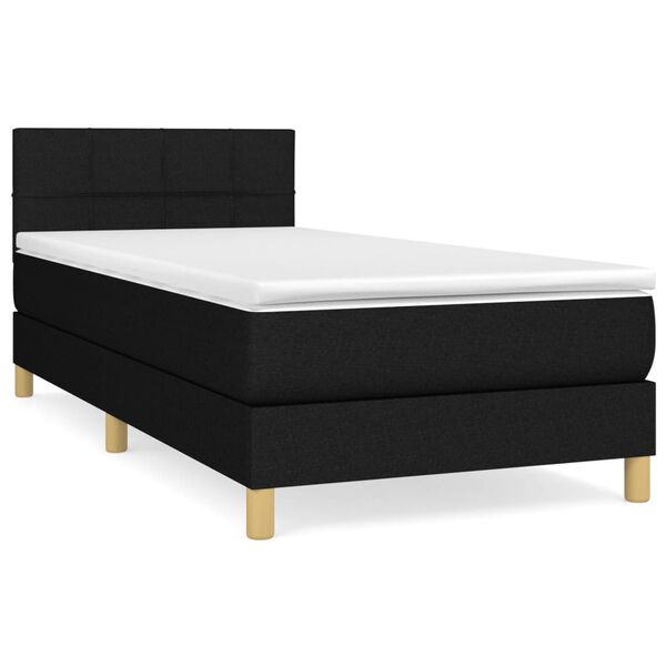 vidaXL Sommier &agrave; lattes de lit avec matelas Noir 90x200 cm Tissu