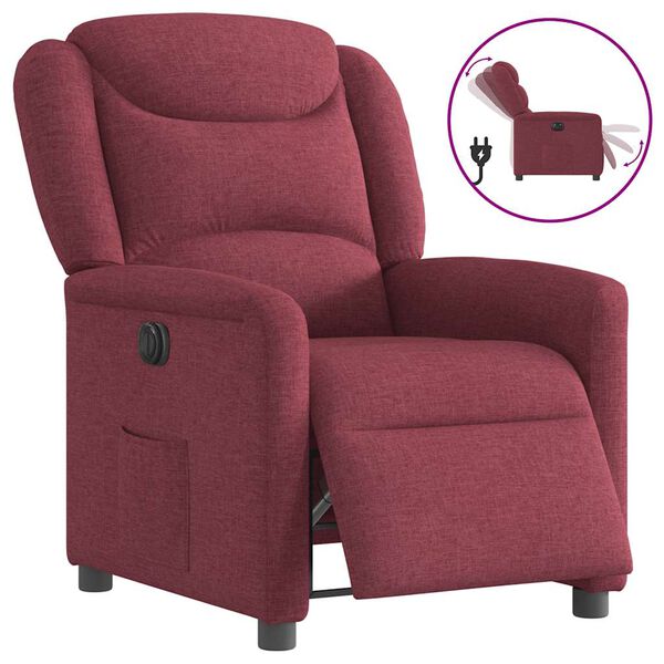 vidaXL Fauteuil inclinable &eacute;lectrique Rouge bordeaux Tissu