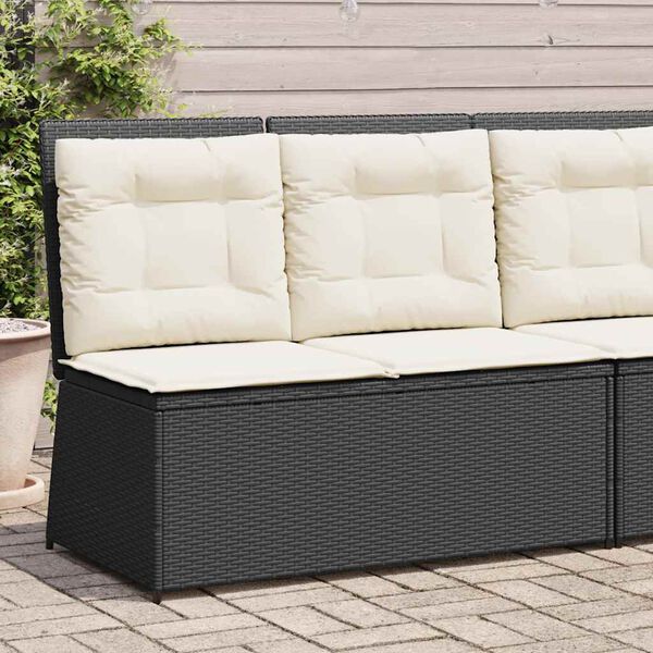 vidaXL Banc inclinable de jardin avec coussins noir r&eacute;sine tress&eacute;e