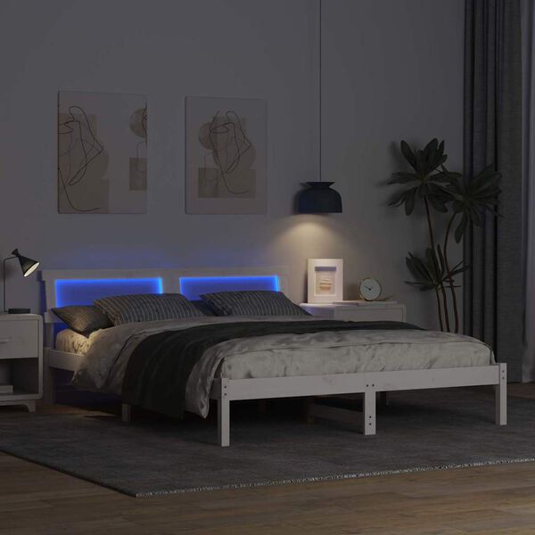 vidaXL Cadre de lit avec t&ecirc;te de lit Blanc 140 x 200 cm Pin massif