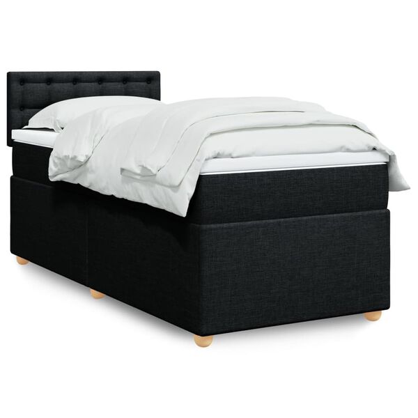 vidaXL Sommier à lattes de lit avec matelas noir simple tissu