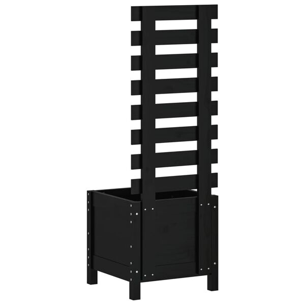 vidaXL Jardinière avec support noir 39x39,5x114 cm bois de pin massif