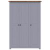 vidaXL Garde-robe 3 portes Gris 118x50x171,5 cm Pin Assortiment Panama