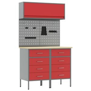 vidaXL Ensemble de placards de travail avec tiroir 5 pc Rouge