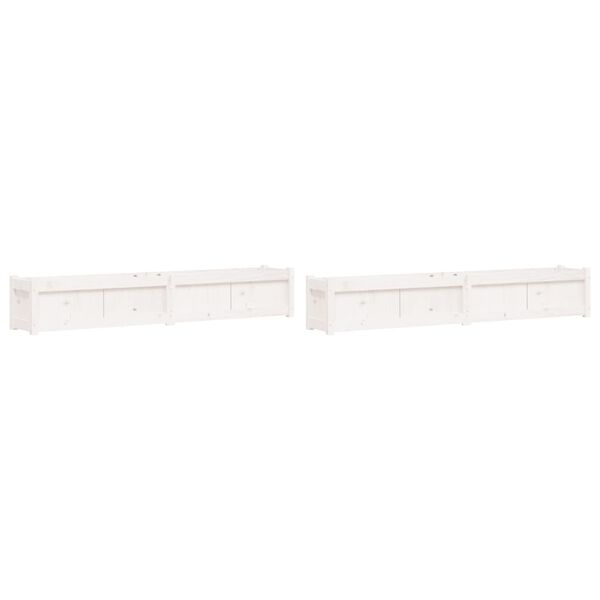 vidaXL Jardinières 2 pcs blanc bois de pin massif