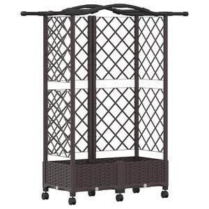 vidaXL Lit &Eacute;lev&eacute; avec Treillis et Toit Marron 124 x 40 x 129 cm PP