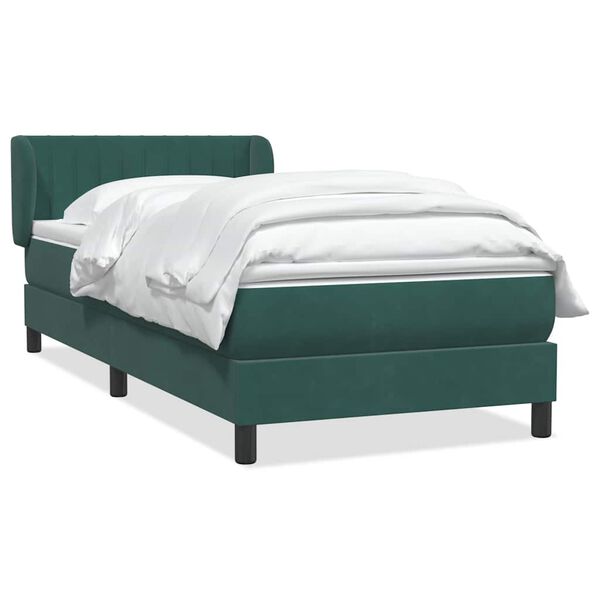 vidaXL Sommier &agrave; lattes de lit et matelas vert fonc&eacute; 90x210 cm velours