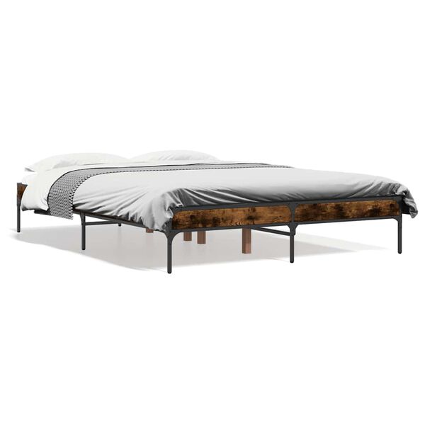 vidaXL Cadre de lit sans matelas ch&ecirc;ne fum&eacute; 135x190 cm