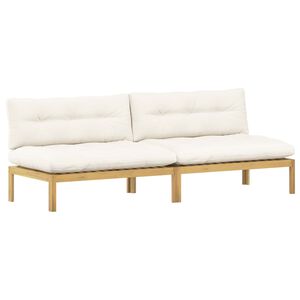 vidaXL Unit&eacute; de canap&eacute; du milieu Acacia Clair et Blanc Cr&egrave;me