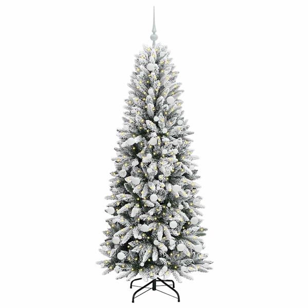 vidaXL Sapin de No&euml;l artificiel avec 300 LED avec support Blanc 180 cm