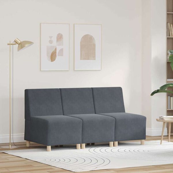 vidaXL Unit&eacute; de Sofa Modulaire Sans Accoudoirs 3 pcs Gris fonc&eacute;