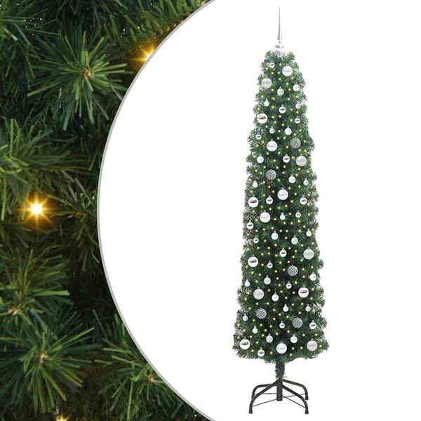 vidaXL Sapin de No&euml;l artificiel Vert 210 cm PVC et acier et plastique
