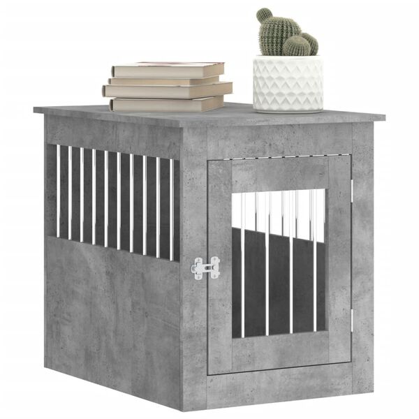 vidaXL Meuble de cage pour chiens gris béton 55x75x65 cm