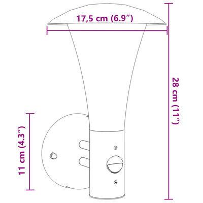 vidaXL Applique murale d'extérieur avec capteur noir acier inoxydable