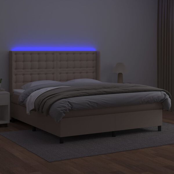 vidaXL Sommier &agrave; lattes de lit matelas LED Cappuccino 160x200 cm