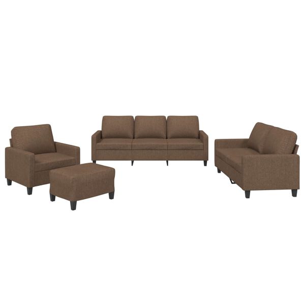 vidaXL Ensemble de canap&eacute;s 4 pcs avec coussins Marron Tissu