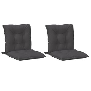 vidaXL Coussins de chaise &agrave; dossier bas lot de 2 anthracite m&eacute;lang&eacute;