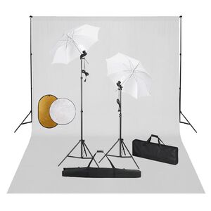 vidaXL Kit de studio photo avec lampes toile de fond et r&eacute;flecteur