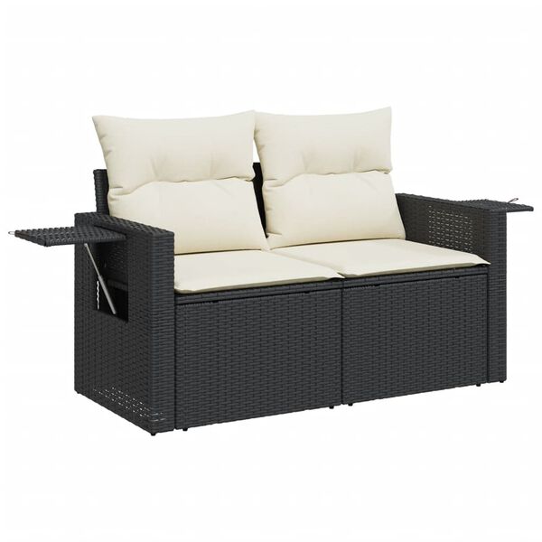vidaXL Salon de jardin 9 pcs avec coussins noir r&eacute;sine tress&eacute;e