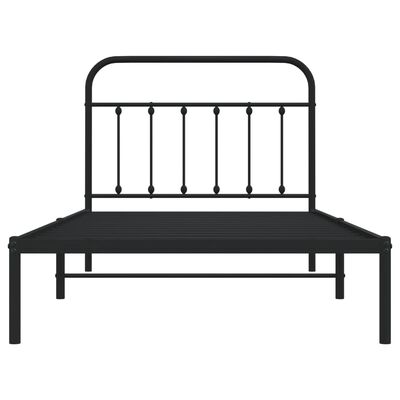 vidaXL Cadre de lit métal sans matelas avec tête de lit noir 100x200cm