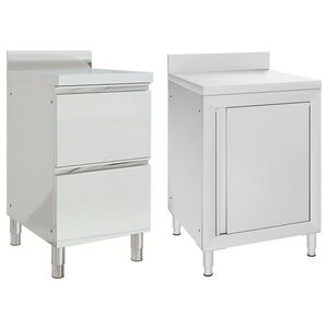 vidaXL Armoires de cuisine commerciales 2 pi&egrave;ces en acier inoxydable