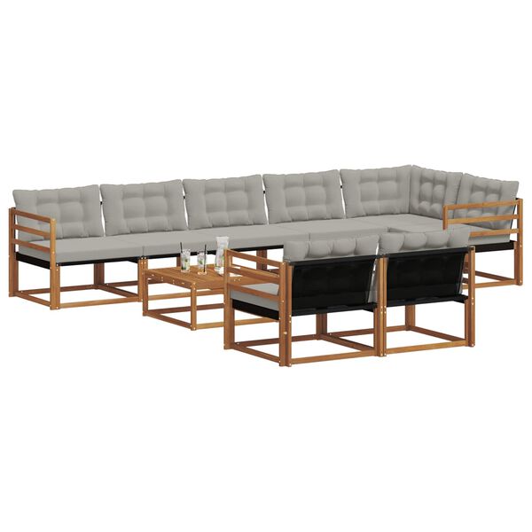vidaXL Ensemble de canap&eacute;s d'ext&eacute;rieur 9 pcs Gris Naturel et Clair