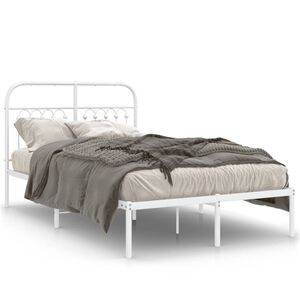 vidaXL Cadre de lit m&eacute;tal sans matelas et t&ecirc;te de lit blanc 120x190 cm